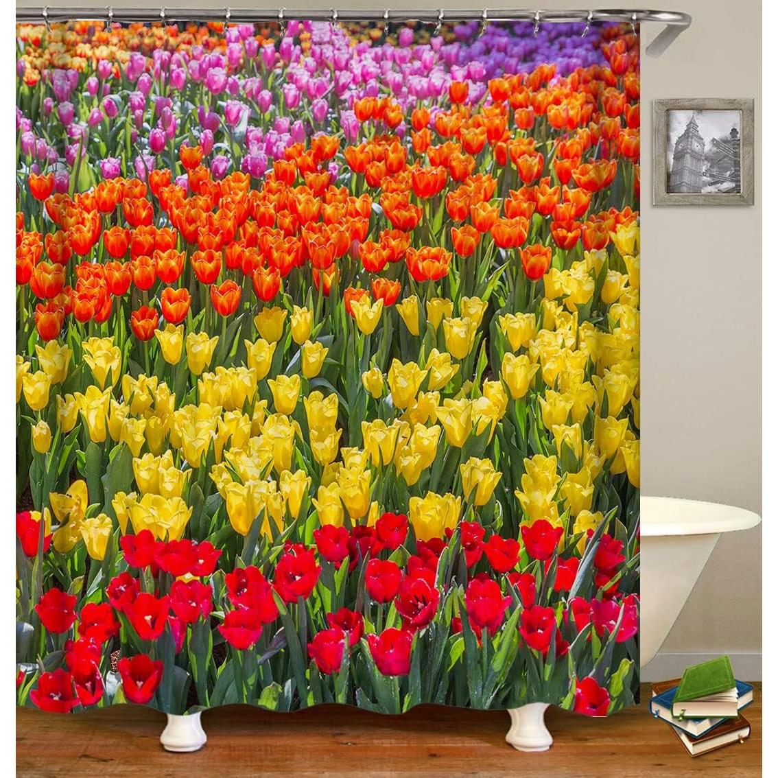 Bright And Colorful Tulip Flowers, Red Yellow Orange And Purple Tulips Shower Curtain Sets For Bathroom Fabric Machine Washable W60H190(CM)-1 Pcs
Bright And Colorful Tulip Flowers, Red Yellow Orange And Purple Tulips Shower Curtain Sets For Bathroom Fabric Machine Washable W60H190(CM)-1 Pcs