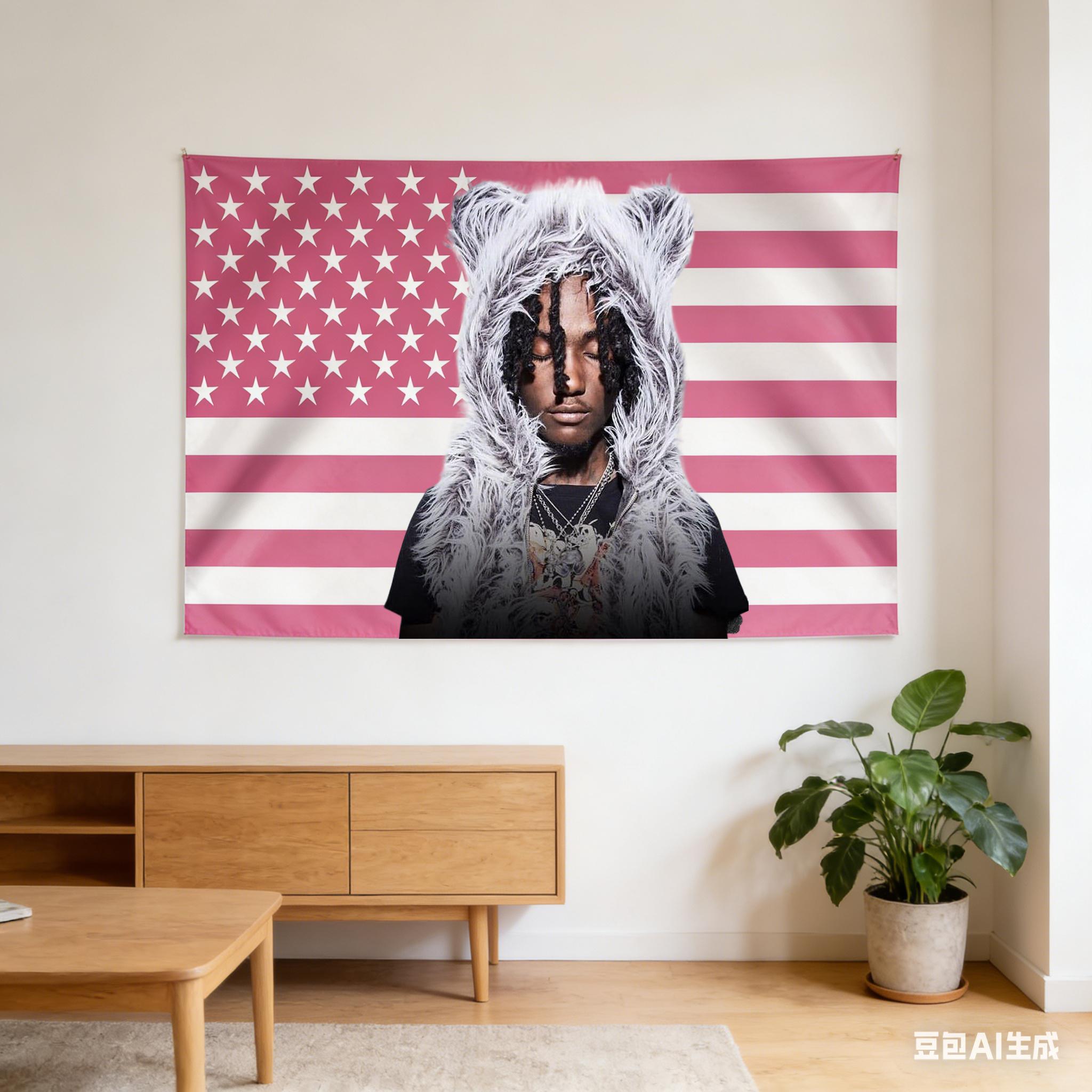 Singer OsamaSon Pink USA Flag Tapestry Hip Hop Rapper Photo Print Wall Hanging For Dorm Bedroom Gaming Room Party Club Decor 74x94cm(29x37in)
Singer OsamaSon Pink USA Flag Tapestry Hip Hop Rapper Photo Print Wall Hanging For Dorm Bedroom Gaming Room Party Club Decor 74x94cm(29x37in)