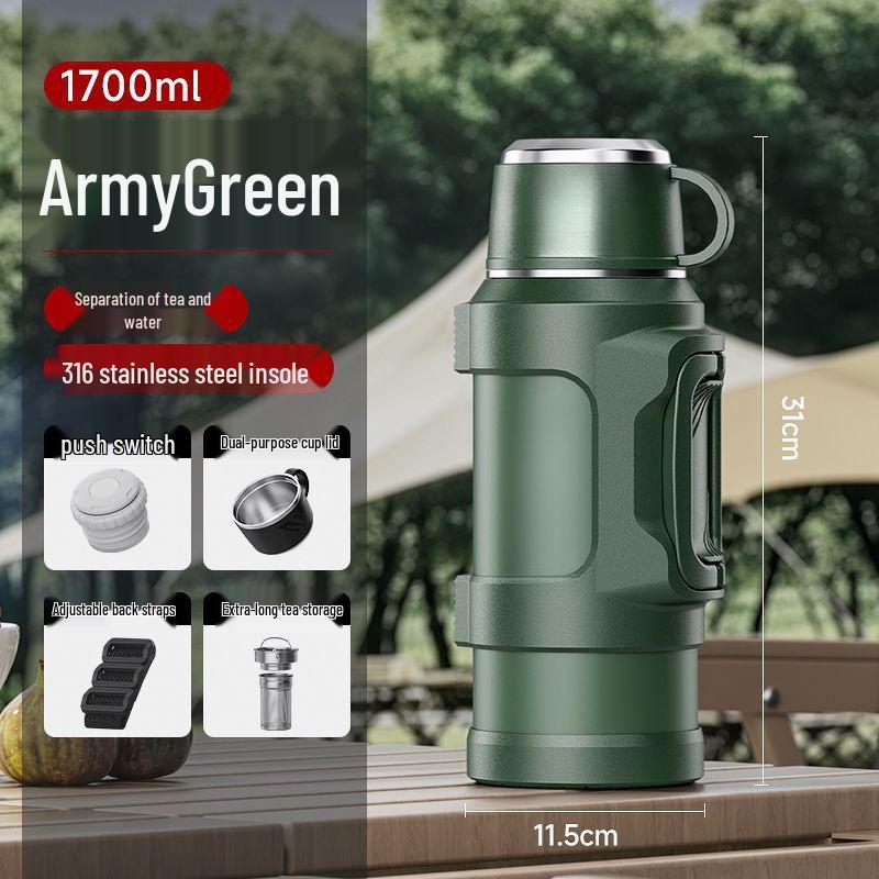 316 Stainless Steel Insulated Water Bottle - Large Capacity Thermos for Home, Car, and Outdoor Use 1.3L (2 Jin) with Strap
316 Stainless Steel Insulated Water Bottle - Large Capacity Thermos for Home, Car, and Outdoor Use 1.3L (2 Jin) with Strap