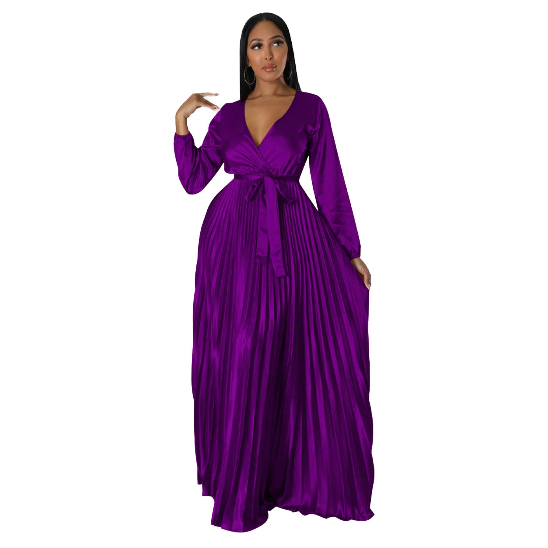 Autumn Winter New Women s V-Neck Lantern Sleeve Tie-Waist Pleated Dress Long Satin Gown Pleated Dress Long Skirt XXL фіолетовий
Autumn Winter New Women s V-Neck Lantern Sleeve Tie-Waist Pleated Dress Long Satin Gown Pleated Dress Long Skirt XXL фіолетовий