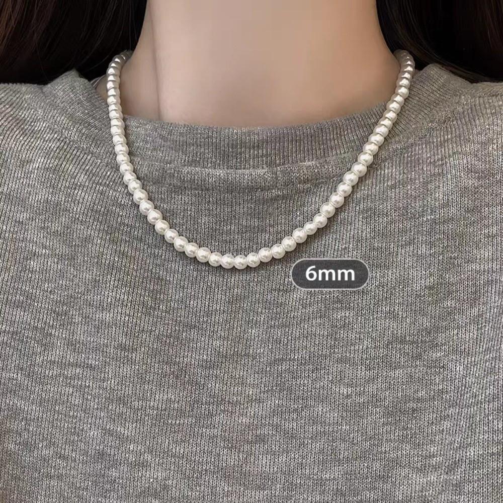 Beads Gray Pearl Necklace Multi Size Clavicle Chain French Beaded Choker Gifts White-6mm
Beads Gray Pearl Necklace Multi Size Clavicle Chain French Beaded Choker Gifts White-6mm
