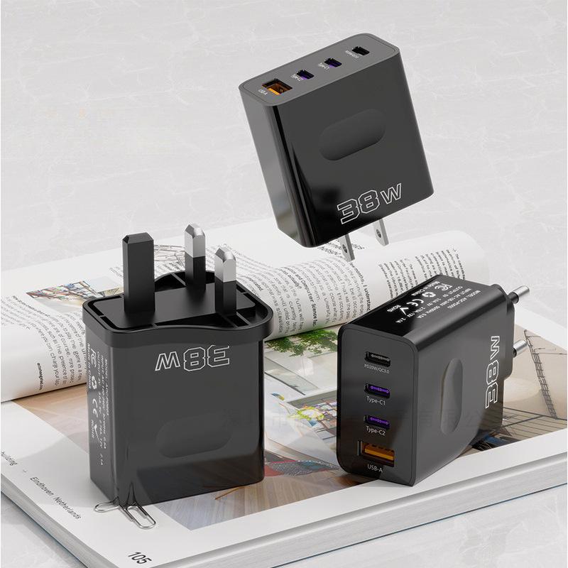 38W EU/UK Multi-Port Travel Charger: 3 Type-C, 1 USB, Fast Charging Color Box (No Product) чорний
38W EU/UK Multi-Port Travel Charger: 3 Type-C, 1 USB, Fast Charging Color Box (No Product) чорний