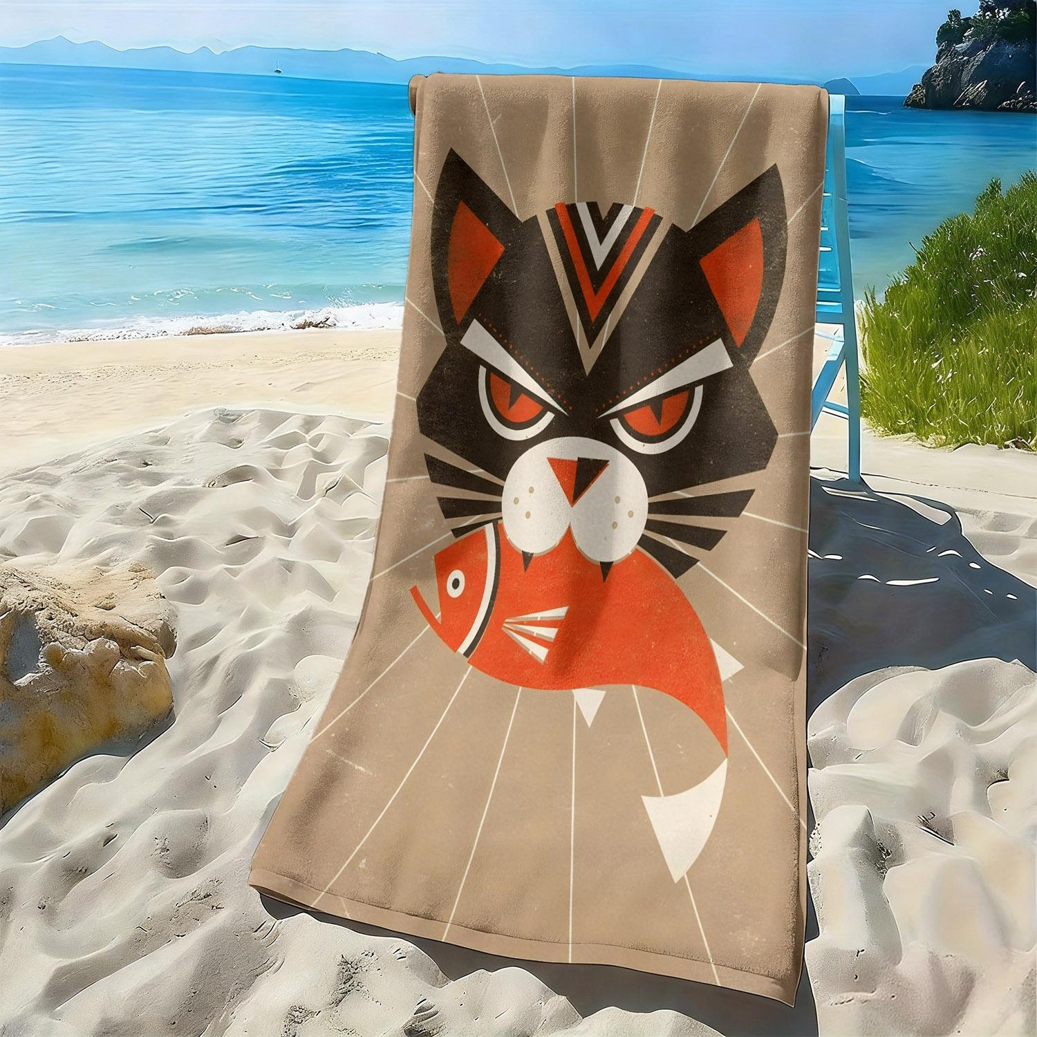 Cartoon cat fish with geometric patterns polyester microfiber beach towel highly absorbent, suitable swimming and beach outings W30*H60(CM)
Cartoon cat fish with geometric patterns polyester microfiber beach towel highly absorbent, suitable swimming and beach outings W30*H60(CM)
