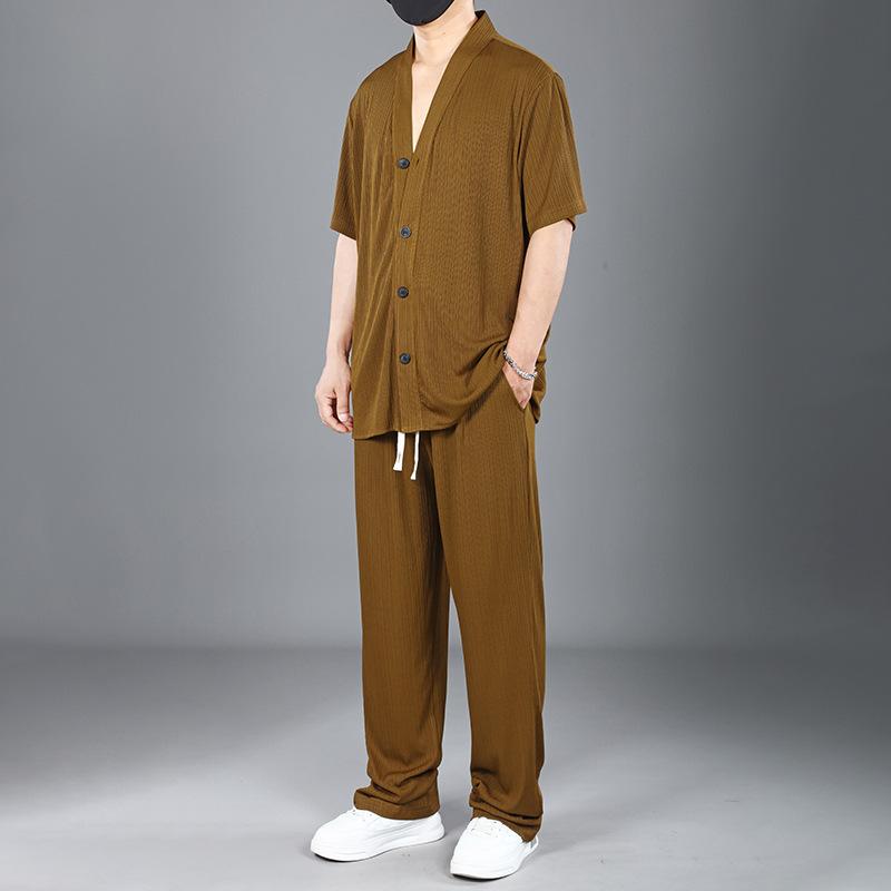 Plus Size Summer Ice Silk Suit Men s Quick-drying Cardigan Short-sleeved T-shirt Loose Sports Trousers Two-piece Suit 11XL кавовий
Plus Size Summer Ice Silk Suit Men s Quick-drying Cardigan Short-sleeved T-shirt Loose Sports Trousers Two-piece Suit 11XL кавовий