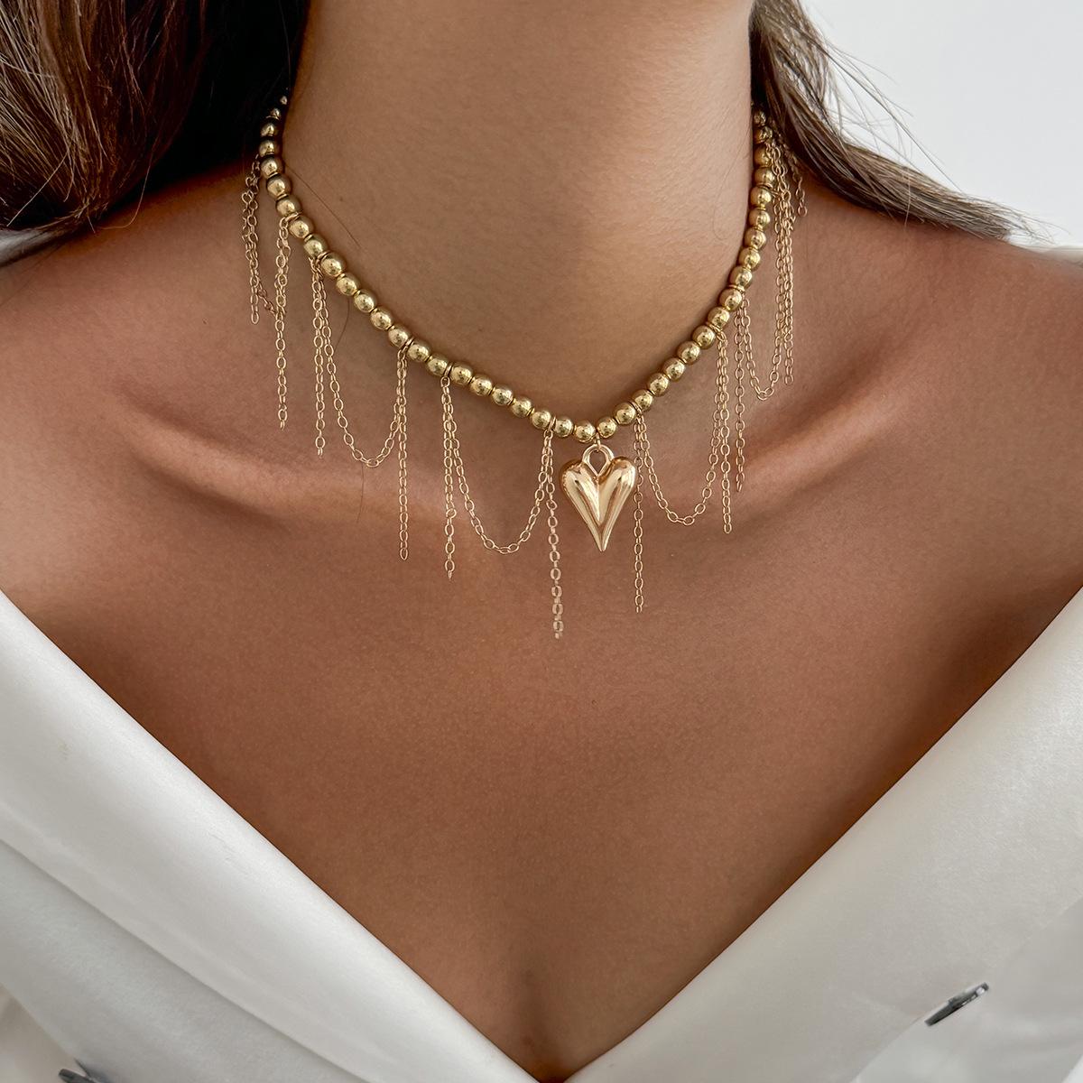 Sweet And Cool Metal Love Chain Fringed Necklace, Simple Crystal Beaded Collarbone Necklace For Women
Sweet And Cool Metal Love Chain Fringed Necklace, Simple Crystal Beaded Collarbone Necklace For Women