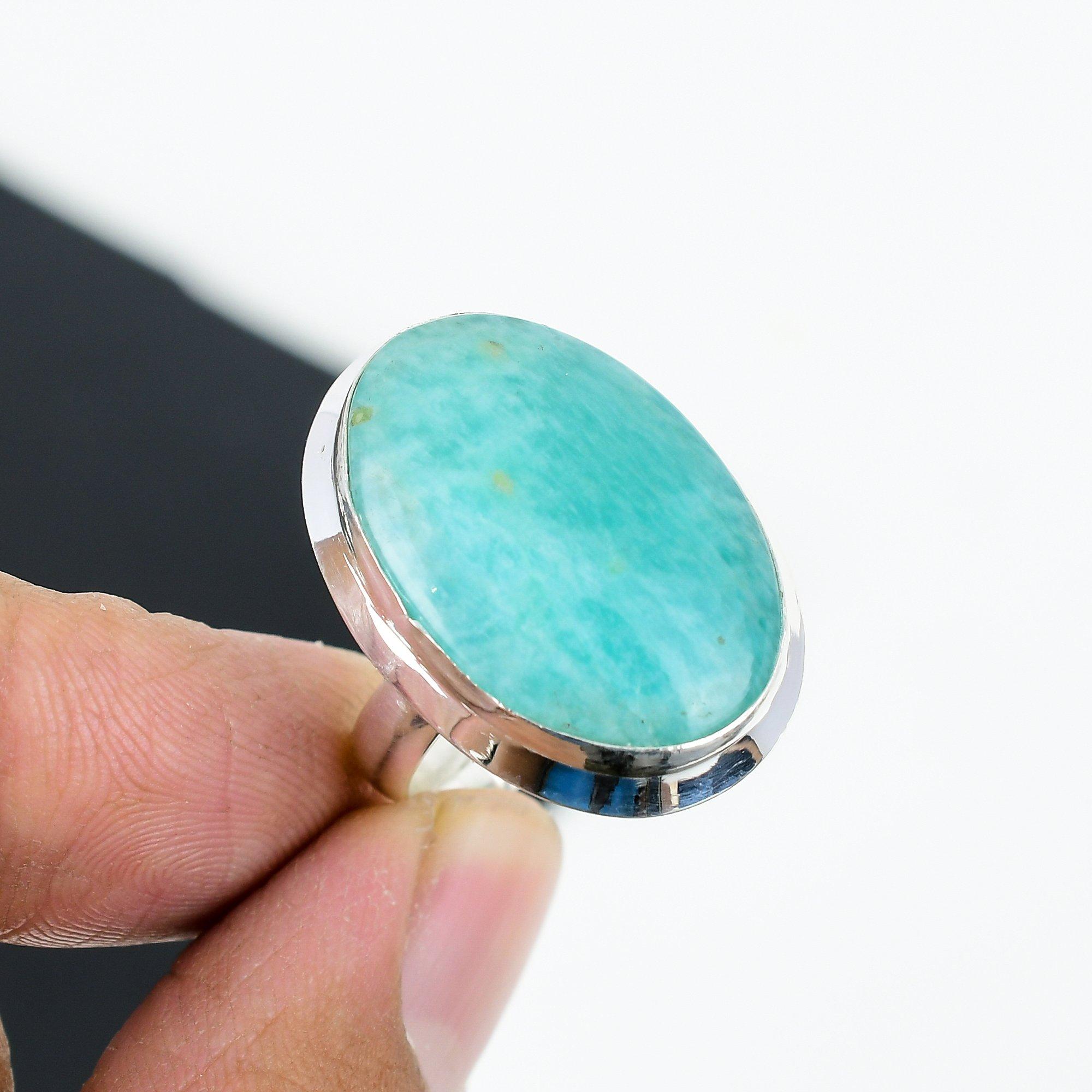 Natural Amazonite Adjustable 925 Sterling Silver Ring - Fits US Sizes 6 to 11 - Handmade Boho Jewelry for Women & Men, Mother s Day Gifts Adjustable зелений
Natural Amazonite Adjustable 925 Sterling Silver Ring - Fits US Sizes 6 to 11 - Handmade Boho Jewelry for Women & Men, Mother s Day Gifts Adjustable зелений