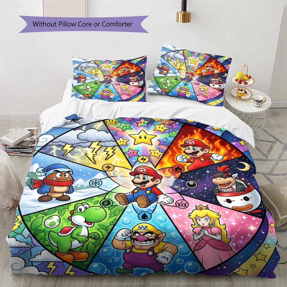 Super Mario Pattern Bedding Quilt Set Quilt Cover Pillowcase Home Decoration Birthday Gift (1 * duvet cover + 2 * pillowcase, without core) 135x200cm
Super Mario Pattern Bedding Quilt Set Quilt Cover Pillowcase Home Decoration Birthday Gift (1 * duvet cover + 2 * pillowcase, without core) 135x200cm