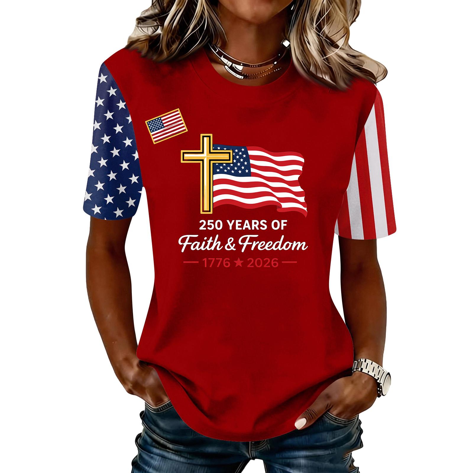 Womens Casual Crewneck Short Sleeve T Shirt Top with 250 Years and Print Flag Cross Graphic 1776 2026 L красный
Womens Casual Crewneck Short Sleeve T Shirt Top with 250 Years and Print Flag Cross Graphic 1776 2026 L красный