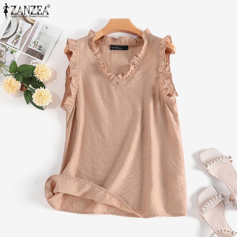 ZANZEA Повседневные летние женские топы без рукавов с круглым вырезом
ZANZEA Повседневные летние женские топы без рукавов с круглым вырезом