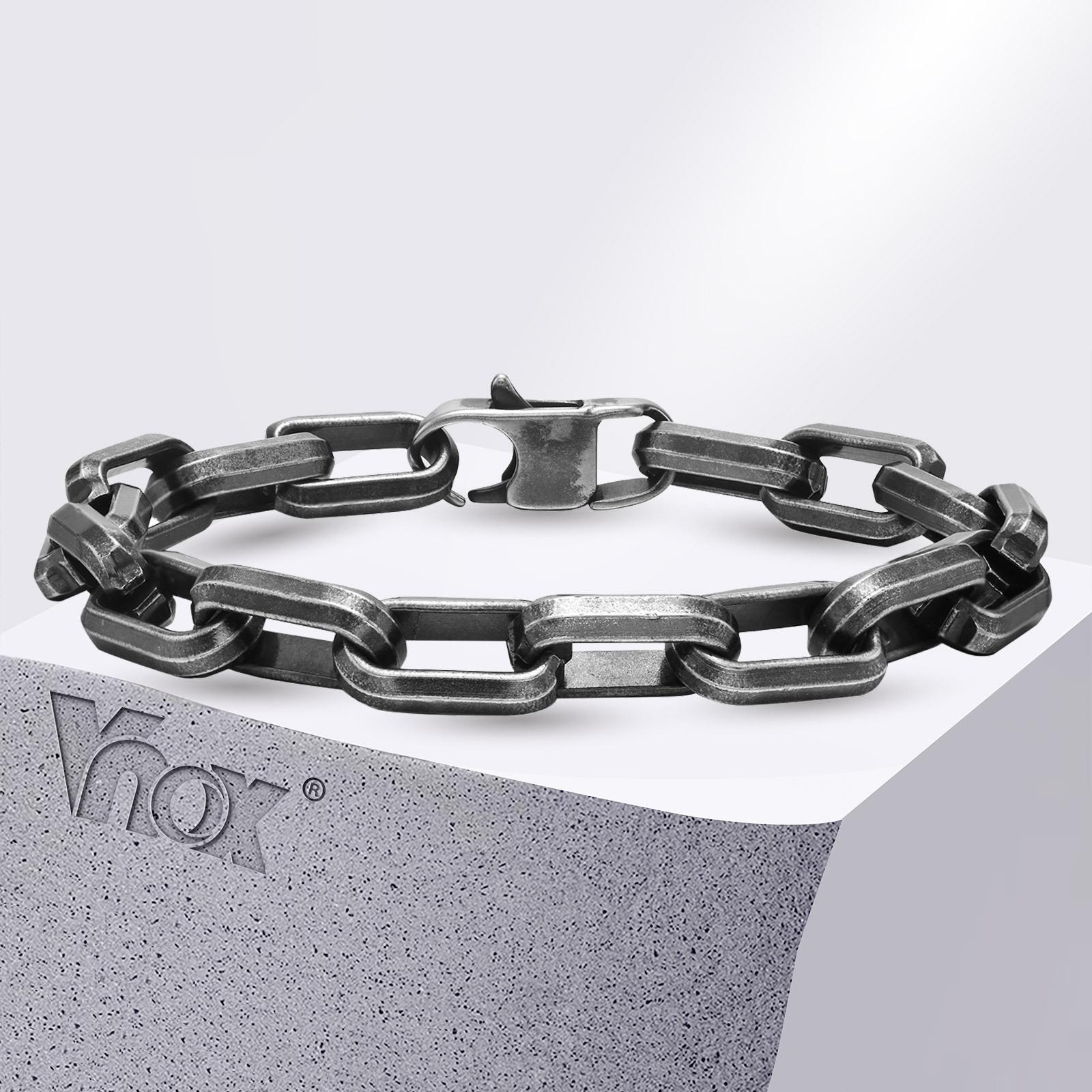 Vnox Punk Heavy Rectangular Link Chain Bracelets for Men Teens Boys, Vintage Oxidized Paperclip Chain Wristband, Chunky Jewelry
Vnox Punk Heavy Rectangular Link Chain Bracelets for Men Teens Boys, Vintage Oxidized Paperclip Chain Wristband, Chunky Jewelry