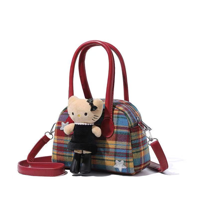 Hello Kitty Collapsible Pu Shoulder Bag With Red Plaid Pattern For Daily Use
Hello Kitty Collapsible Pu Shoulder Bag With Red Plaid Pattern For Daily Use