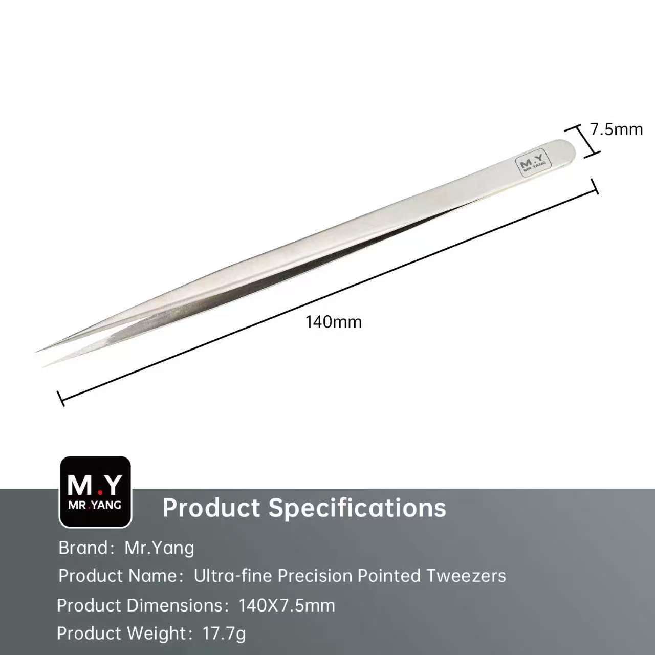 YCS M.Y. pointed tweezers, with ultra-fine pointed tips, suitable for repairing precision components.
YCS M.Y. pointed tweezers, with ultra-fine pointed tips, suitable for repairing precision components.
