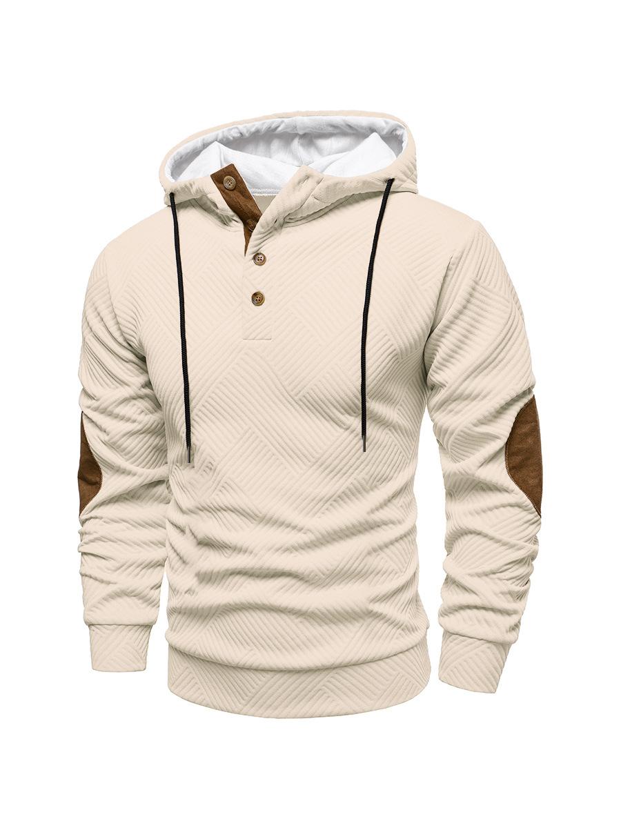 Autumn New Men s Casual Textured Hooded Sweatshirt with Button Placket & Elbow Patches Fashion Sportswear Male Outerwear S
Autumn New Men s Casual Textured Hooded Sweatshirt with Button Placket & Elbow Patches Fashion Sportswear Male Outerwear S