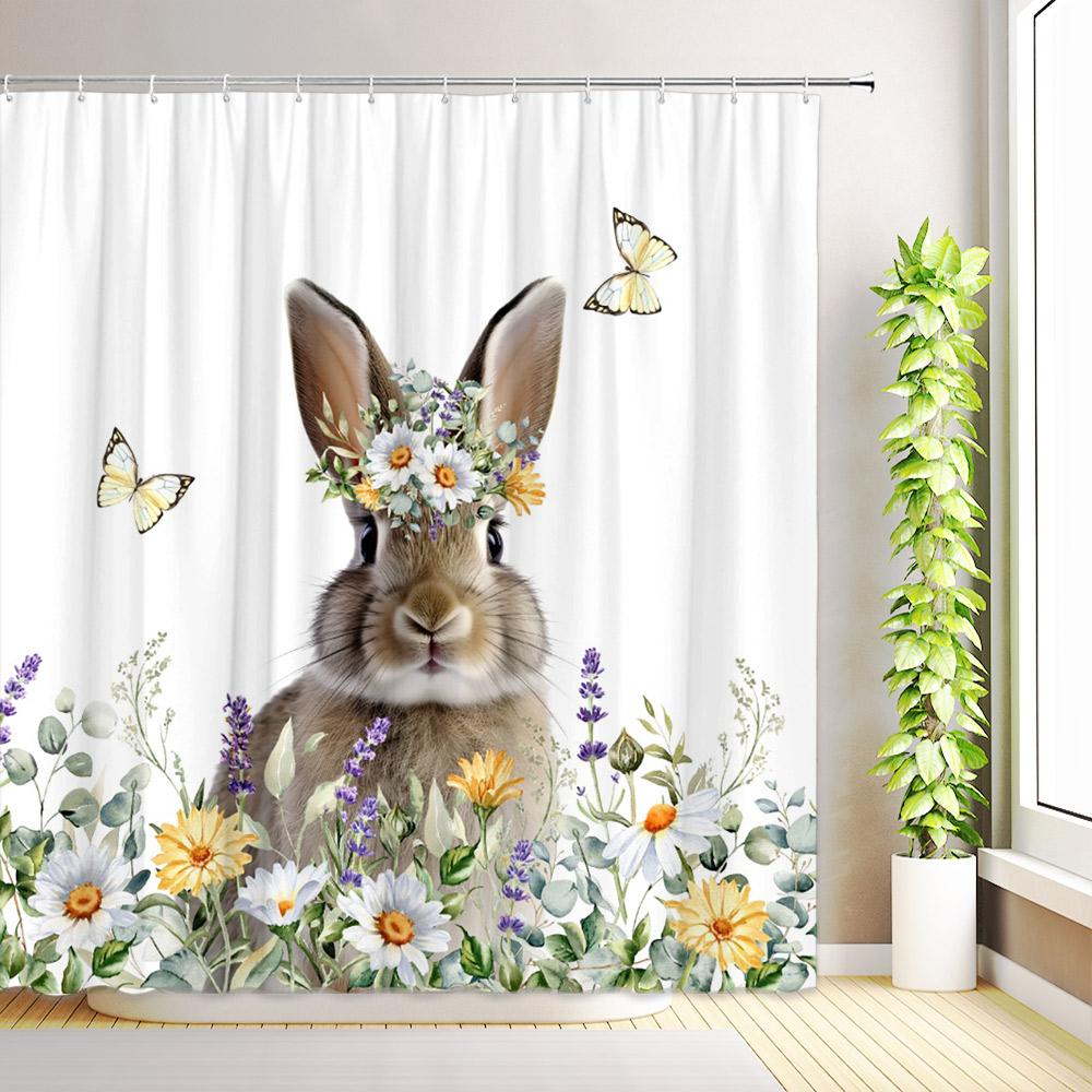 Cute Bunny Floral Shower Curtain Easter Rabbit Truck Watercolor Flower Plant Green Leaves Butterfly Bathroom Decor with Hooks 35x70inch-90x180cm
Cute Bunny Floral Shower Curtain Easter Rabbit Truck Watercolor Flower Plant Green Leaves Butterfly Bathroom Decor with Hooks 35x70inch-90x180cm