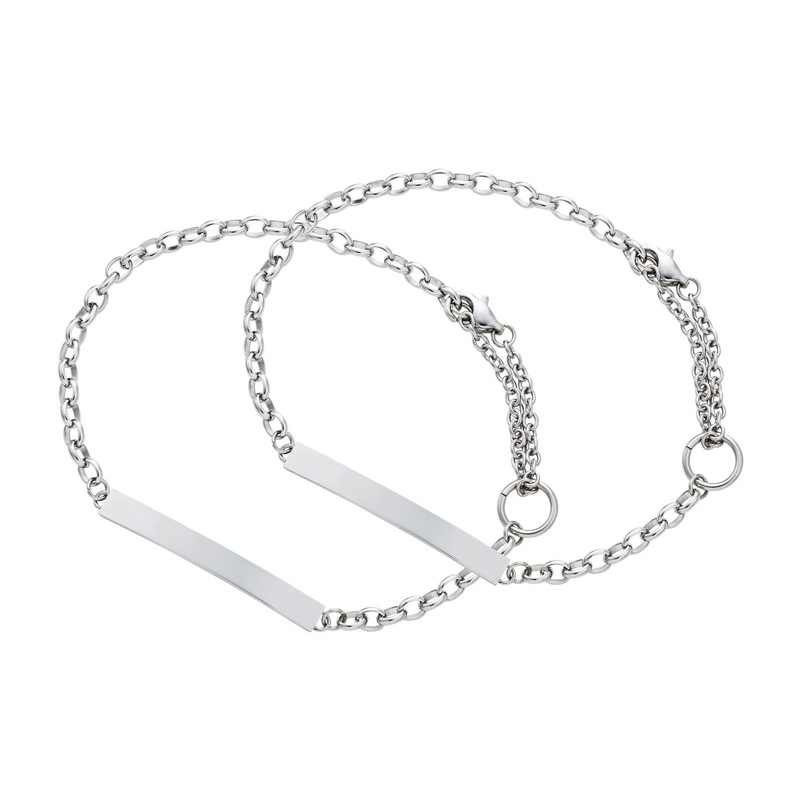 Pair Bracelet Set of 2 Allergy Free Stainless Steel Plate Plain Half Round Chain Simple Surgical Stainless Steel Silver Silver 15cm 24cm [White срібний
Pair Bracelet Set of 2 Allergy Free Stainless Steel Plate Plain Half Round Chain Simple Surgical Stainless Steel Silver Silver 15cm 24cm [White срібний