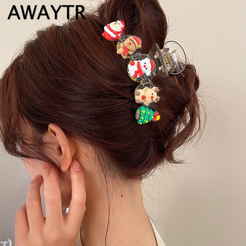 AWAYTR Christmas Transparent Acrylic Hair Clip New Cute Large Hair Claw Barrettes Santa Claus Hairpin Hair Accessories Headwear
AWAYTR Christmas Transparent Acrylic Hair Clip New Cute Large Hair Claw Barrettes Santa Claus Hairpin Hair Accessories Headwear