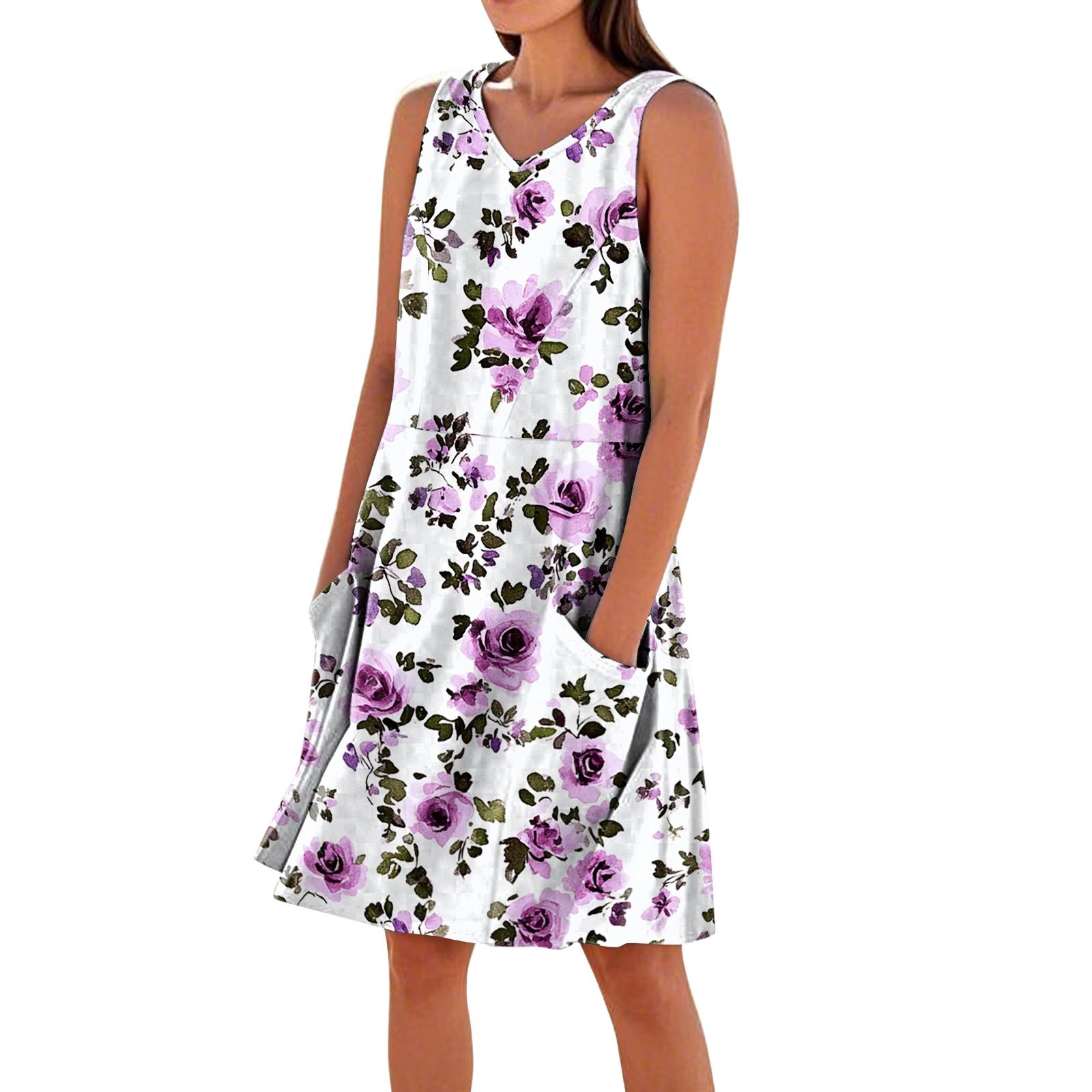 Women Sleeveless V Neck Casual Dress with Printed Pattern and Side Pockets Suitable for Daily Wear and Relaxed Outfits L фіолетовий
Women Sleeveless V Neck Casual Dress with Printed Pattern and Side Pockets Suitable for Daily Wear and Relaxed Outfits L фіолетовий