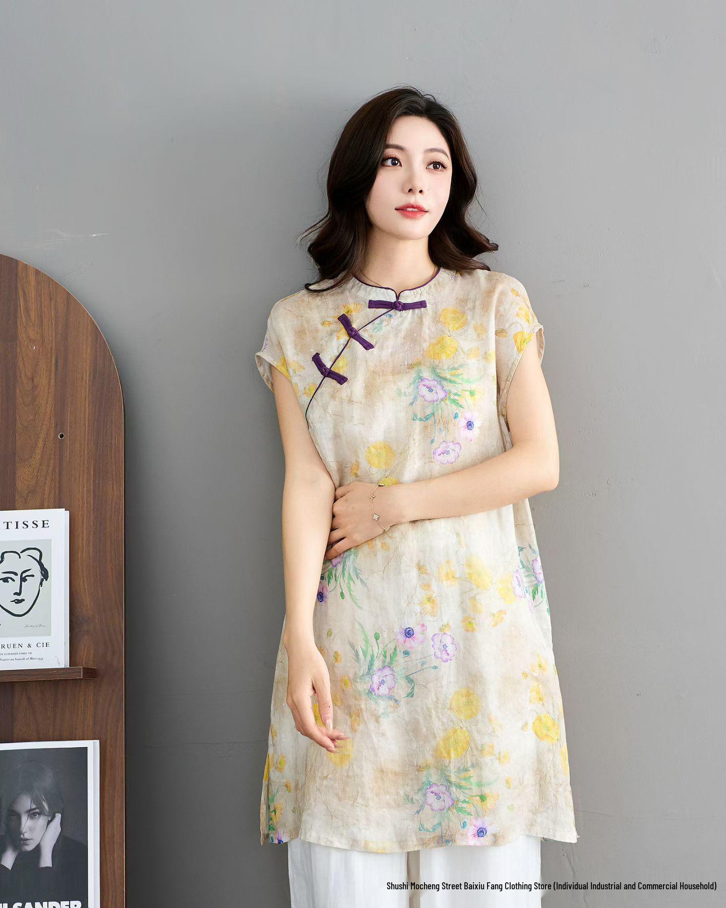 2026 Spring/Summer Women s Elegant Stand Collar Asymmetrical Lapel Shirt with Chinese Tang Dynasty Print One Size
2026 Spring/Summer Women s Elegant Stand Collar Asymmetrical Lapel Shirt with Chinese Tang Dynasty Print One Size