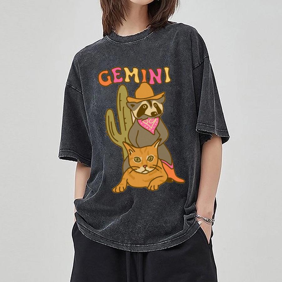 Gemini Cartoon Print Women T-Shirt Washed Denim Oversized Loose Crew Neck Couple Half Sleeve Unisex Cute Casual Retro Style Top 3XL
Gemini Cartoon Print Women T-Shirt Washed Denim Oversized Loose Crew Neck Couple Half Sleeve Unisex Cute Casual Retro Style Top 3XL
