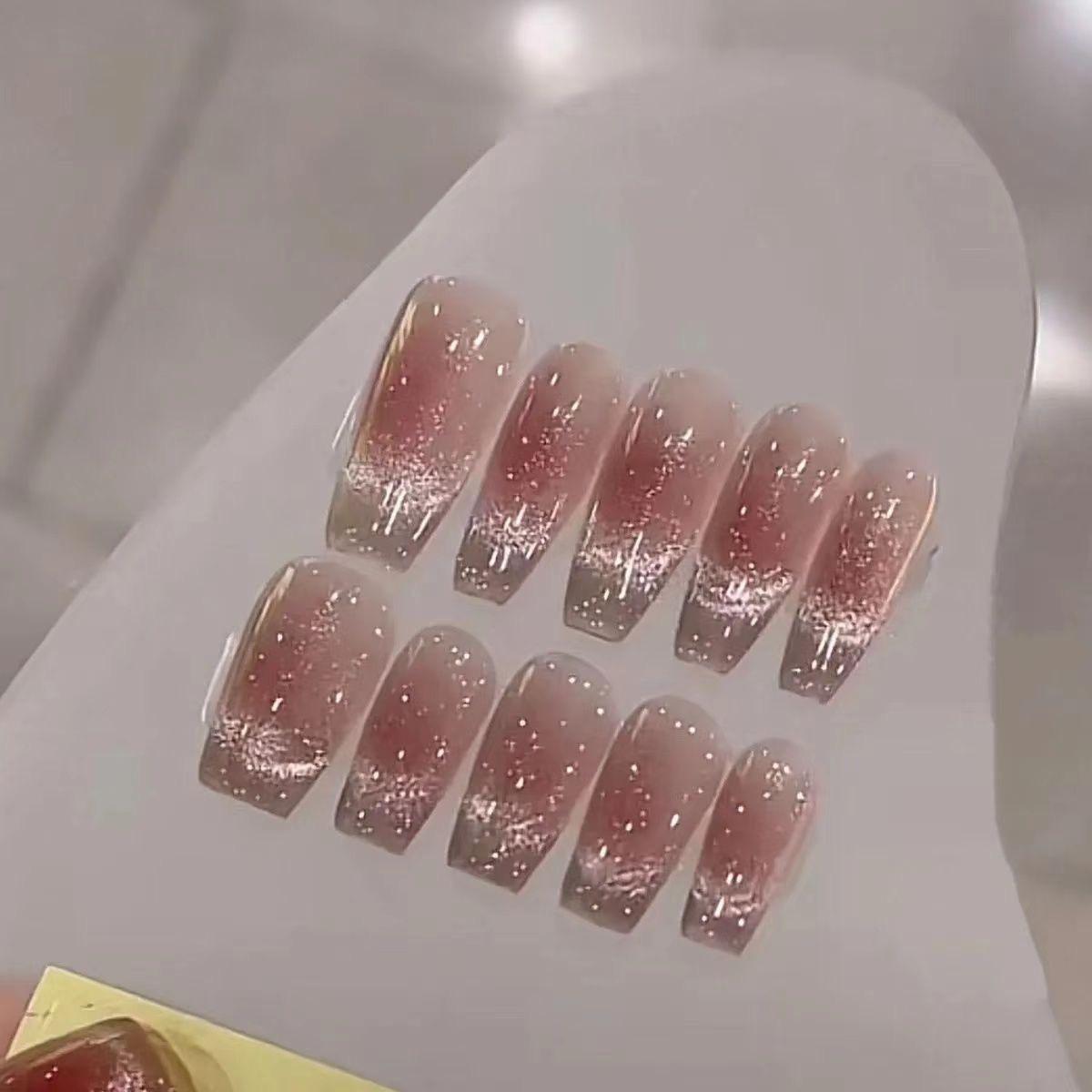 Cat Eye Shimmer Blush Removable False Nails with Nail Art - TikTok Trending Item M - Glue Type
Cat Eye Shimmer Blush Removable False Nails with Nail Art - TikTok Trending Item M - Glue Type