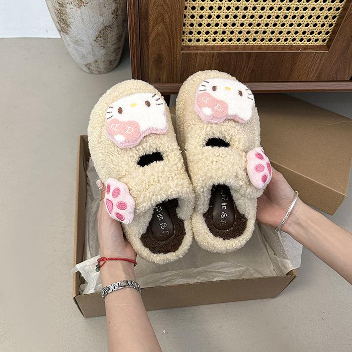 Модные милые мультяшные тапочки-мопы на липучке для дома женские 2025 осень-зима новые с толстой подошвой комнатные хлопковые 40