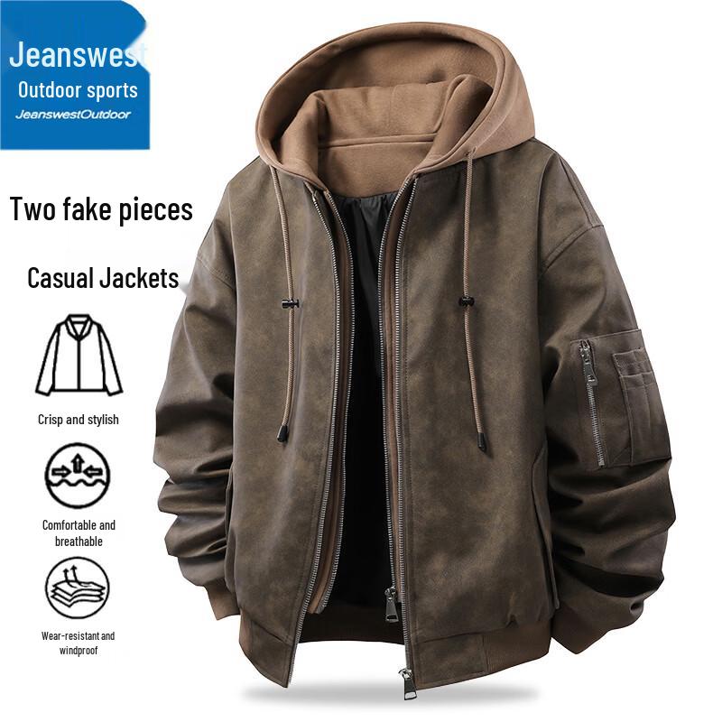 Jeanswest Men s Autumn/Winter Hooded Faux Two-Piece Workwear Jacket 2XL
Jeanswest Men s Autumn/Winter Hooded Faux Two-Piece Workwear Jacket 2XL