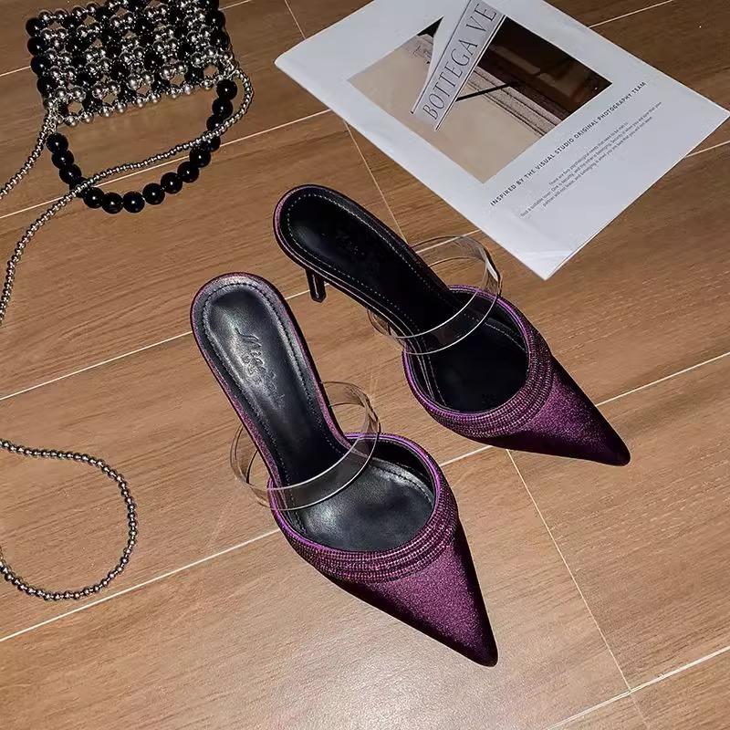 Purple satin rhinestone charm sandals women s thin heels pointed transparent word with bag head cool slippers celebrity high heels 40
Purple satin rhinestone charm sandals women s thin heels pointed transparent word with bag head cool slippers celebrity high heels 40