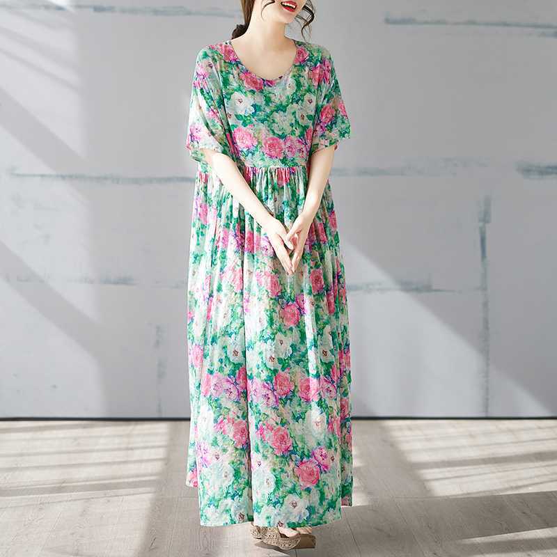 Летнее платье с коротким рукавом, круглым вырезом и принтом one size fits all
Летнее платье с коротким рукавом, круглым вырезом и принтом one size fits all