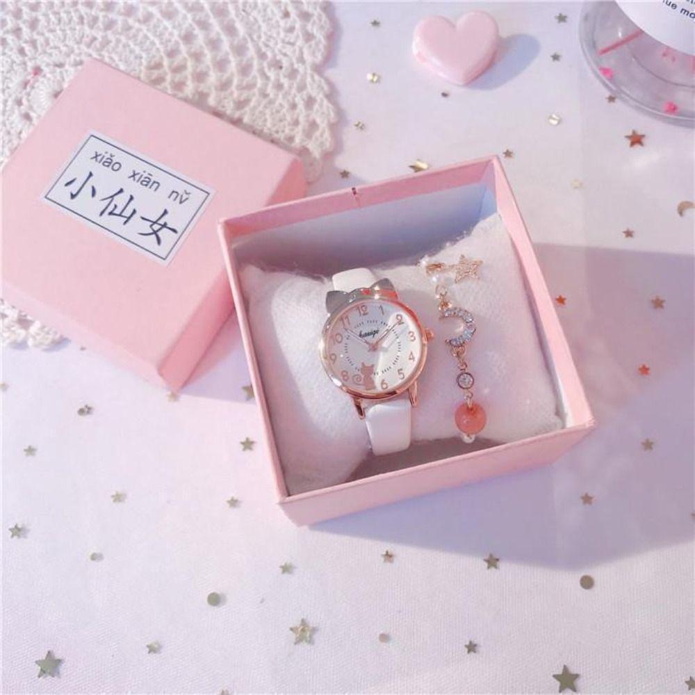 Кварцевые часы Набор браслетов для часов Кошачьи ушки Наручные часы Модный браслет белый
Кварцевые часы Набор браслетов для часов Кошачьи ушки Наручные часы Модный браслет белый