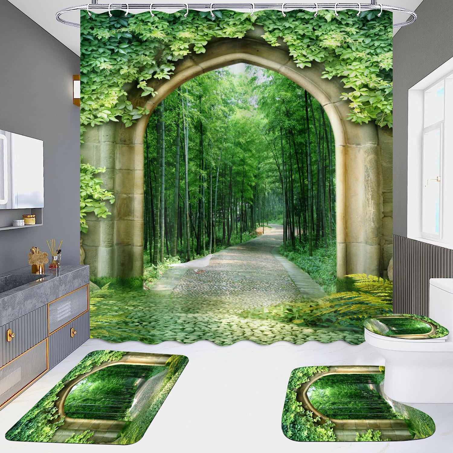 4Pcs Mandala Castle Architecture Європейський стиль Набори завіс для душу для ванної кімнати Нековзкі килимки для ванної кімнати Кришка для унітазу Килимок для ванної кімнати
4Pcs Mandala Castle Architecture Європейський стиль Набори завіс для душу для ванної кімнати Нековзкі килимки для ванної кімнати Кришка для унітазу Килимок для ванної кімнати