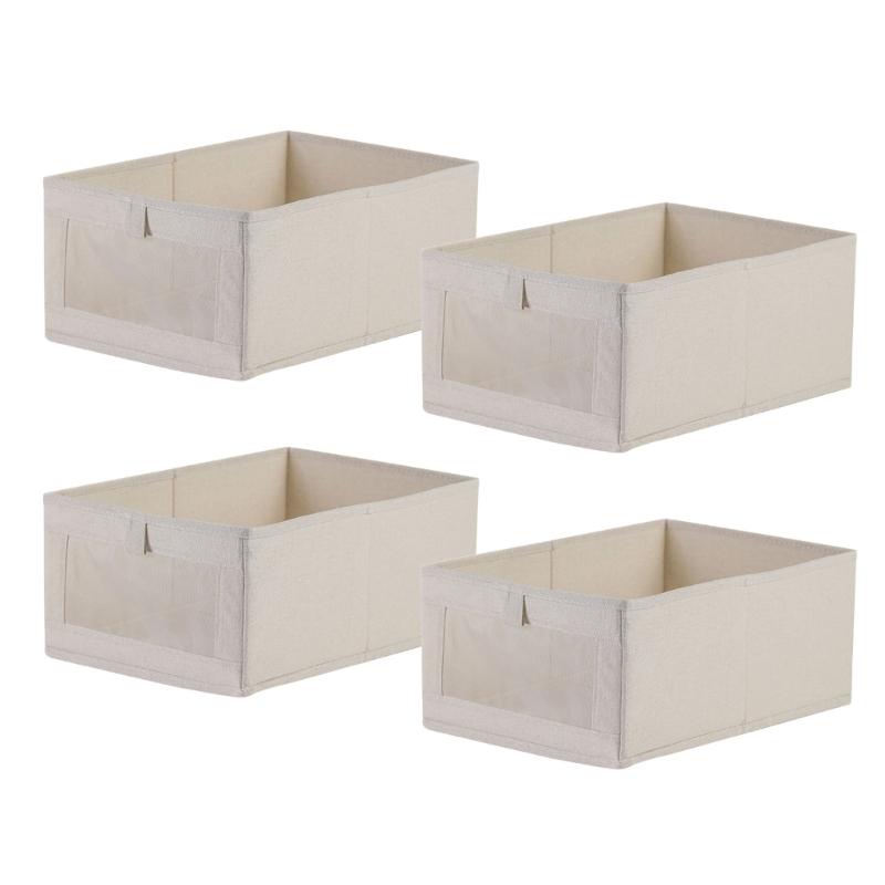 4pcs Breathable Beige Linen Storage Boxes with Clear Window Foldable Closet Organizers for Clothing Sheets and Toy 1
4pcs Breathable Beige Linen Storage Boxes with Clear Window Foldable Closet Organizers for Clothing Sheets and Toy 1