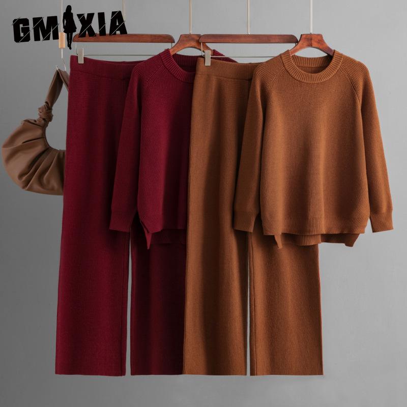 GMXIA Winter Thick Sweater Set for Women, Loose Knitted Long-sleeved Round-neck Fashionable Wide-leg Pants Two-piece Set for Women One Size чорний
GMXIA Winter Thick Sweater Set for Women, Loose Knitted Long-sleeved Round-neck Fashionable Wide-leg Pants Two-piece Set for Women One Size чорний