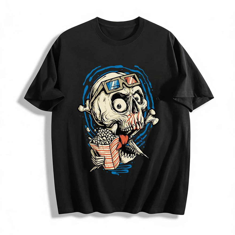 Scary Movie Skull Graphic Tee Glasses Popcorn Skeleton Top Pure cotton T-shirt XXS
Scary Movie Skull Graphic Tee Glasses Popcorn Skeleton Top Pure cotton T-shirt XXS