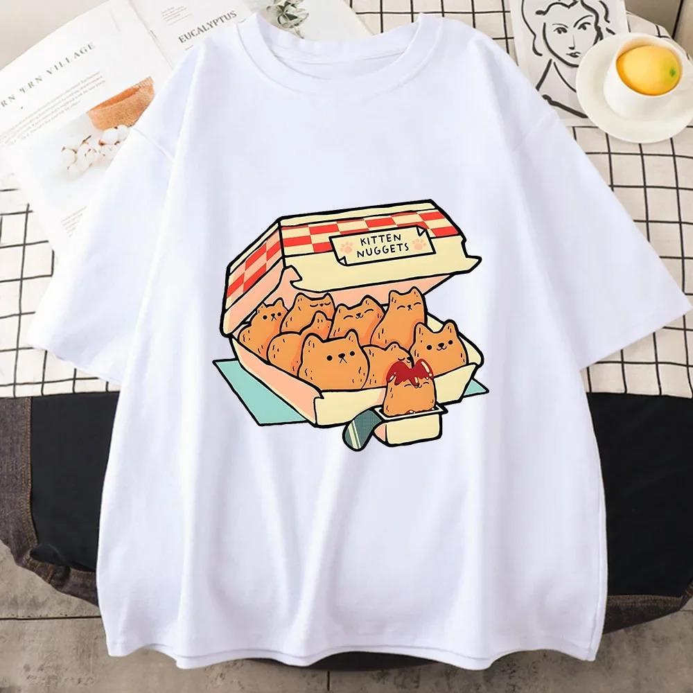 Kitten Nuggets Happy T Shirts Women Kawaiicute High Street Tshirts Tshirts Cat Biscuits Dipping Sauce Short Sleeve 4XL
Kitten Nuggets Happy T Shirts Women Kawaiicute High Street Tshirts Tshirts Cat Biscuits Dipping Sauce Short Sleeve 4XL