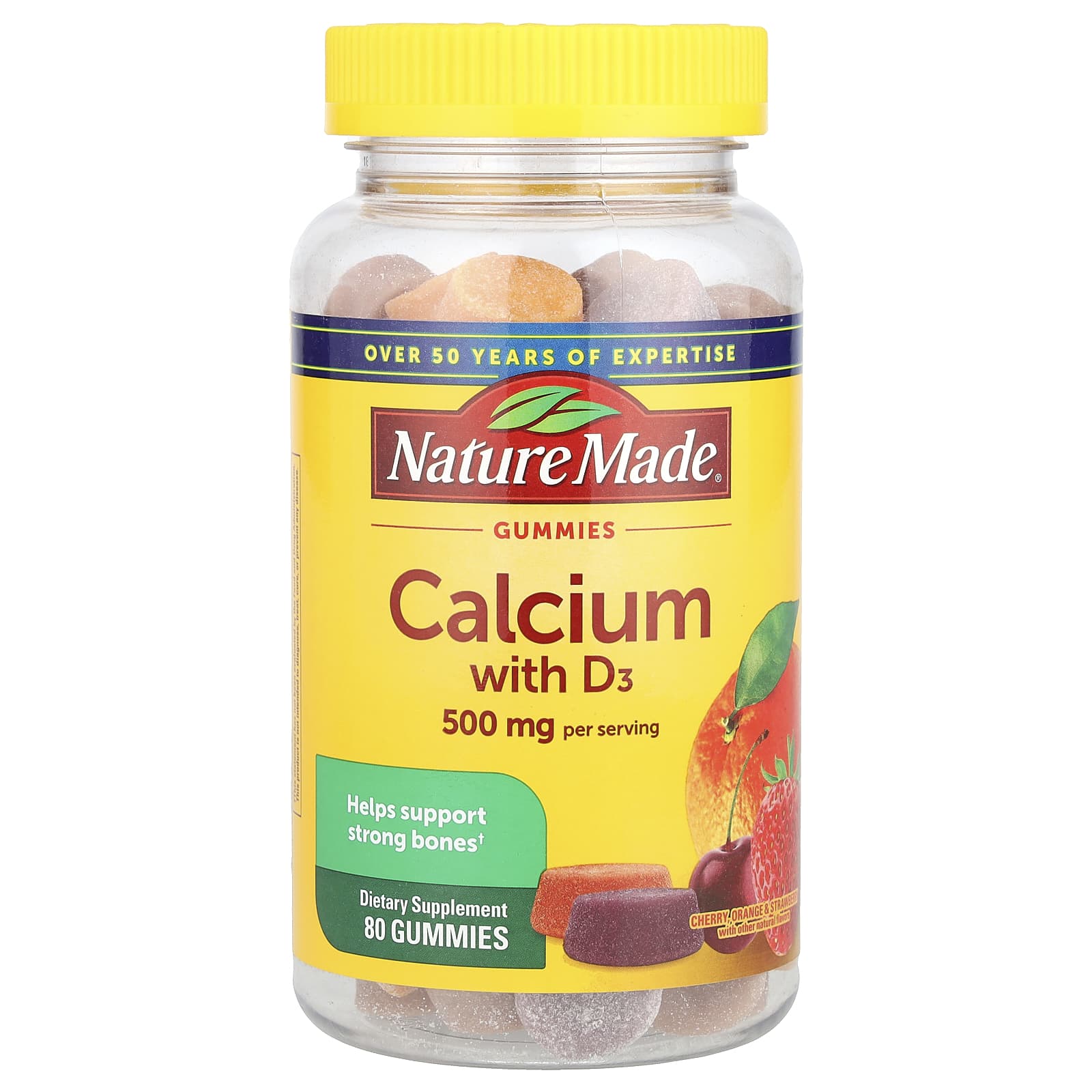Calcium with Vitamin D3 Gummies, Cherry, Orange and Strawberry Flavors, 80 Gummies
Calcium with Vitamin D3 Gummies, Cherry, Orange and Strawberry Flavors, 80 Gummies