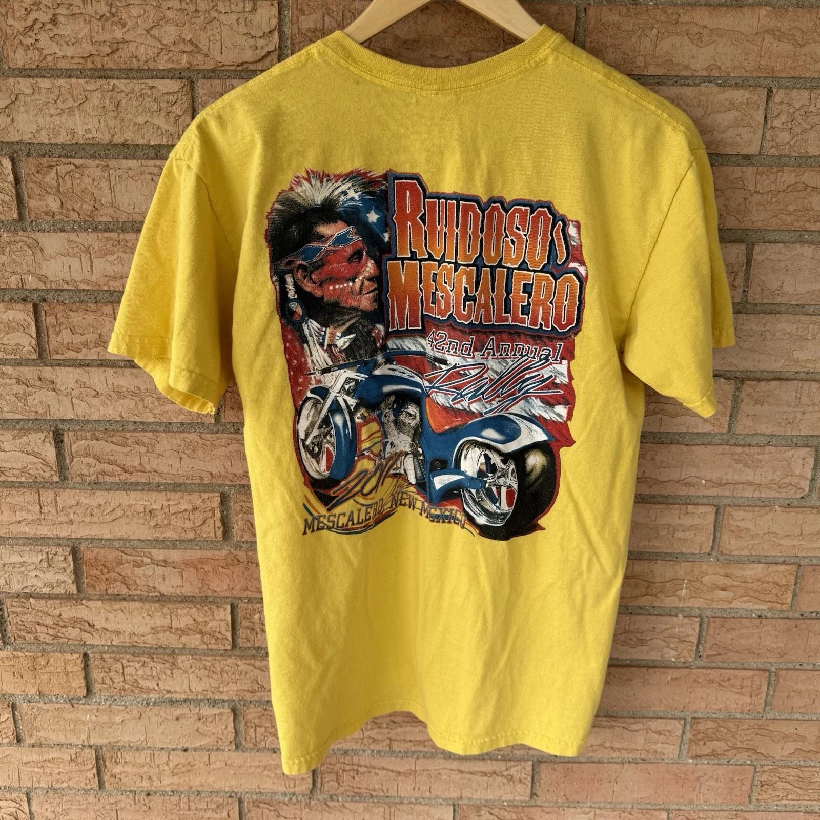 2011 Ruidoso Mescalero 42nd Annual Rally yellow back graphic t-shirt size Medium 2XL
2011 Ruidoso Mescalero 42nd Annual Rally yellow back graphic t-shirt size Medium 2XL