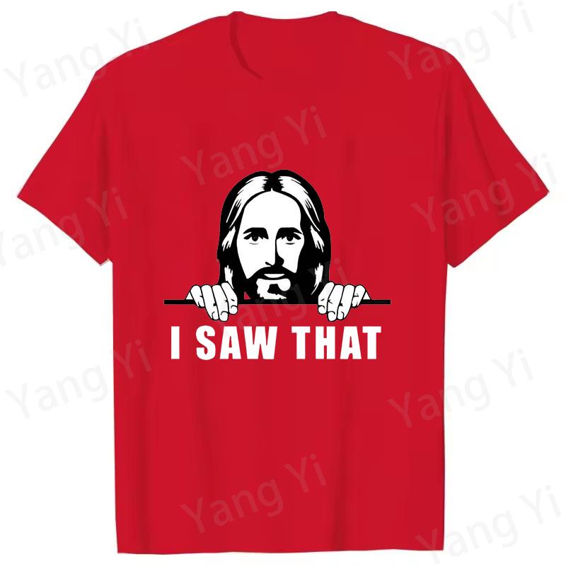 I SAW THAT Print Short Sleeve Casual Tshirt Pattern of Jesus Peering Behind the Wall Pattern Tee Short Sleeve Unisex Womens Tops S
I SAW THAT Print Short Sleeve Casual Tshirt Pattern of Jesus Peering Behind the Wall Pattern Tee Short Sleeve Unisex Womens Tops S