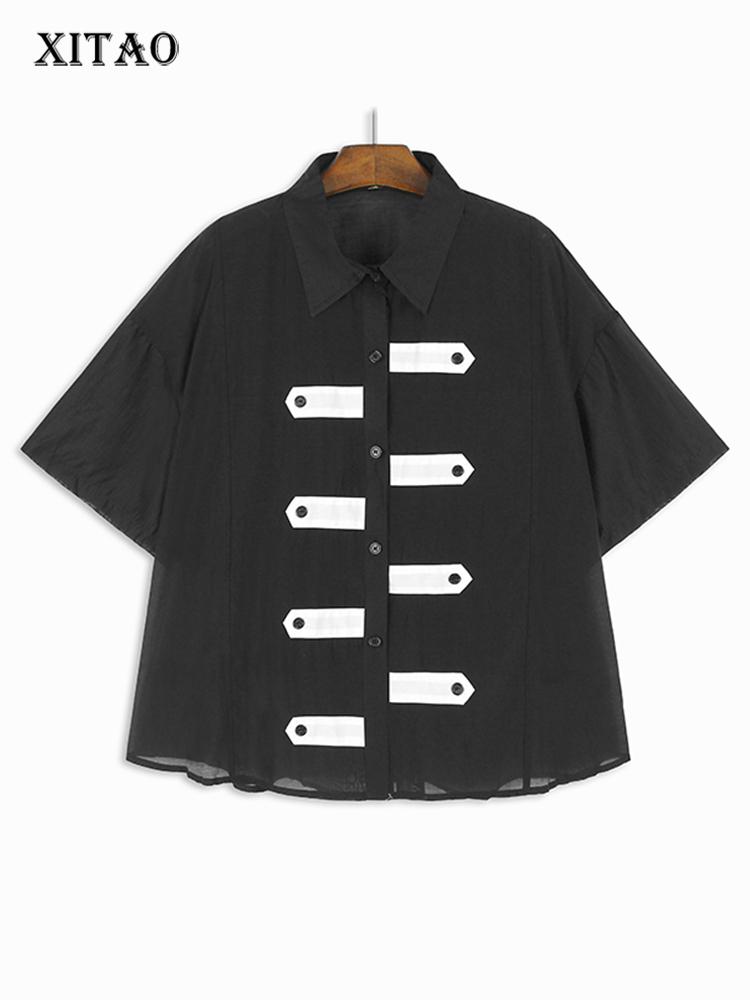 XITAO Contrast Color Patchwork Short Sleeve Shirt Thin Style Sheer Personality Loose Casual Single Breasted Women Shirt ZY8859
XITAO Contrast Color Patchwork Short Sleeve Shirt Thin Style Sheer Personality Loose Casual Single Breasted Women Shirt ZY8859