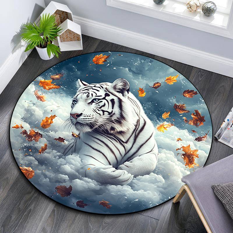 White Tiger with Falling Leaves Round Area Rug,Carpet Rug for Living Room Bedroom Sofa Playroom Decor,Non-slip Floor Mat 80cmx80cm
White Tiger with Falling Leaves Round Area Rug,Carpet Rug for Living Room Bedroom Sofa Playroom Decor,Non-slip Floor Mat 80cmx80cm