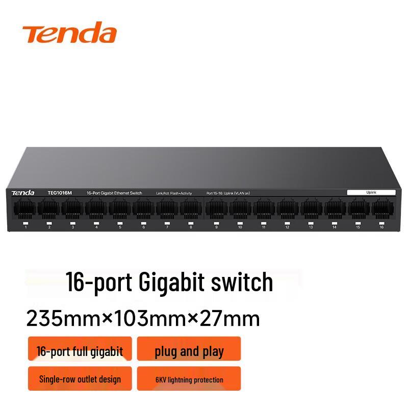 16-портовий гігабітний Ethernet-комутатор Tenda TEG1016M
16-портовий гігабітний Ethernet-комутатор Tenda TEG1016M