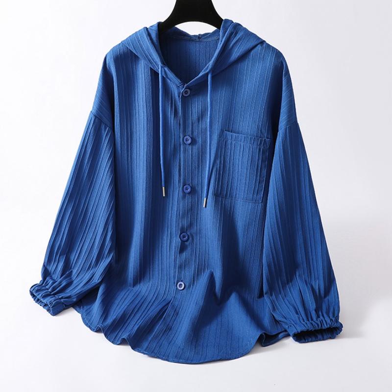 Long Sleeve Lightweight Loose Women Shirt Hooded Sun Protection Versatile Blouse Spring Autumn Retro Casual Solid Shirt S темно-синього кольору
Long Sleeve Lightweight Loose Women Shirt Hooded Sun Protection Versatile Blouse Spring Autumn Retro Casual Solid Shirt S темно-синього кольору