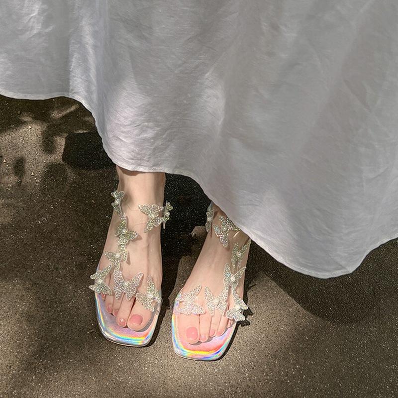 Rhinestone sandals female 2024 summer new fairy wind beautiful transparent butterfly crystal heel high heel half slippers outer wear 40
Rhinestone sandals female 2024 summer new fairy wind beautiful transparent butterfly crystal heel high heel half slippers outer wear 40