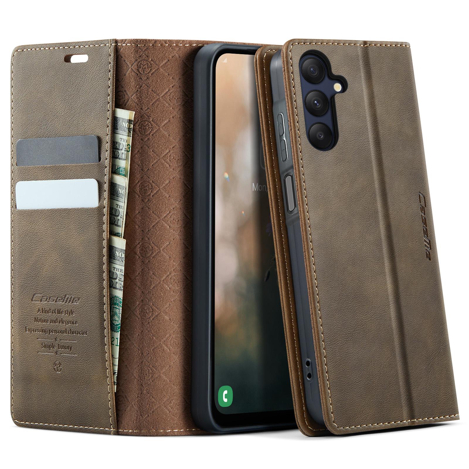 For Samsung Galaxy A25 5G (Global) (161.0 x 76.5 x 8.3mm) Case CASEME 033 Series RFID Blocking Wallet Stand Calf Texture Leather Phone Cover Coffee
For Samsung Galaxy A25 5G (Global) (161.0 x 76.5 x 8.3mm) Case CASEME 033 Series RFID Blocking Wallet Stand Calf Texture Leather Phone Cover Coffee