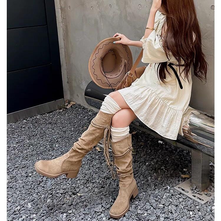 Soft Leather Edition~ Retro Wasteland Wind Fringed Knight Boots Thick Heel But Knee Long Boots Skinny Pile Medium Boots Women 35
Soft Leather Edition~ Retro Wasteland Wind Fringed Knight Boots Thick Heel But Knee Long Boots Skinny Pile Medium Boots Women 35