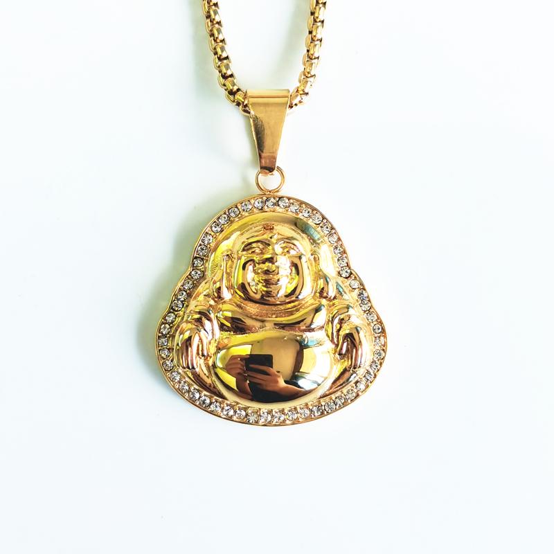 Hip Hop Men Necklace with Rhinestone Stainless Steel Gold Color Plated Maitreya Pendant 60cm
Hip Hop Men Necklace with Rhinestone Stainless Steel Gold Color Plated Maitreya Pendant 60cm