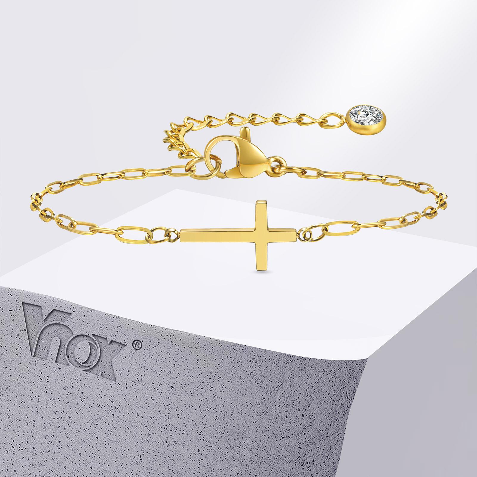 Vnox Stainless Steel Cross Brackets Zircon Tail Grain,Fashion Jewelry For Women Girls,Christian Trendy Chain Bracelet
Vnox Stainless Steel Cross Brackets Zircon Tail Grain,Fashion Jewelry For Women Girls,Christian Trendy Chain Bracelet