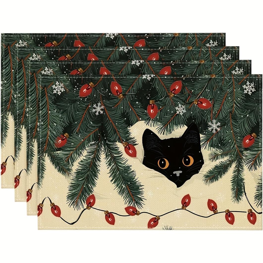 4/6pcs Set Christmas Lights Black Cat Snowflake Pattern Winter Holiday Placemats, Suitable for Home Kitchen Dining Room Parties 30x45cm-4PC
4/6pcs Set Christmas Lights Black Cat Snowflake Pattern Winter Holiday Placemats, Suitable for Home Kitchen Dining Room Parties 30x45cm-4PC