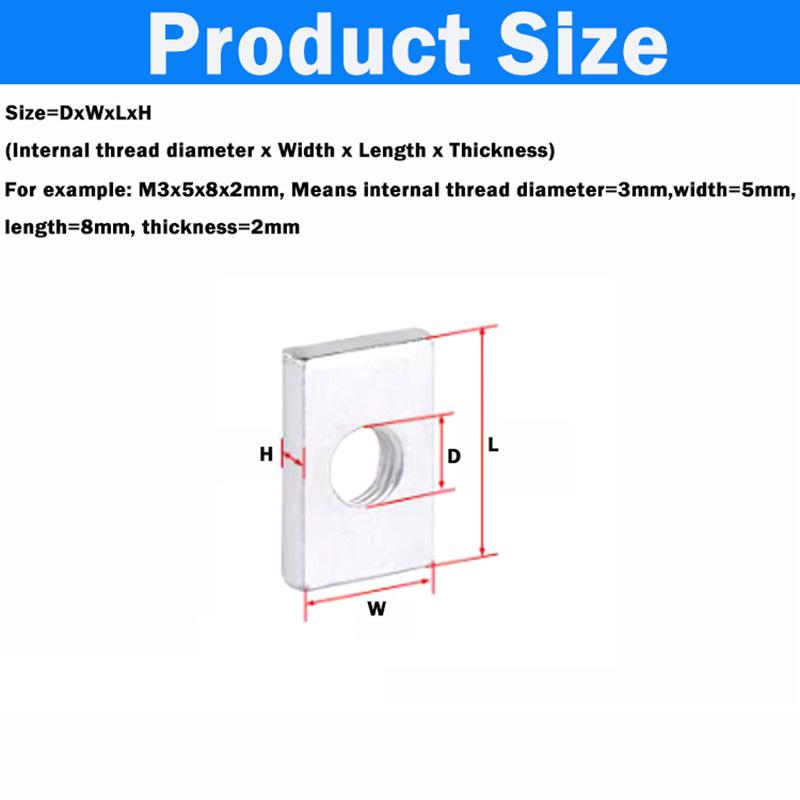 Zinc-Plated Carbon Steel Thin Rectangular Nuts M3 M4 M5 Square Nut Slider Block for Aluminum Profile Accessory Length:8-24mm M3x5x8x2mm-30pcs
Zinc-Plated Carbon Steel Thin Rectangular Nuts M3 M4 M5 Square Nut Slider Block for Aluminum Profile Accessory Length:8-24mm M3x5x8x2mm-30pcs