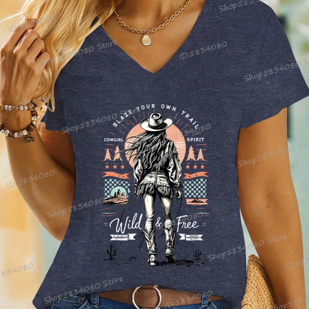 Retro Cowgirl Wild and Free Printed T-shirt Vintage Desert Cowgirl Shirt Design V-neck Casual Tops Western Cowgirl Spirit Tshirt XL
Retro Cowgirl Wild and Free Printed T-shirt Vintage Desert Cowgirl Shirt Design V-neck Casual Tops Western Cowgirl Spirit Tshirt XL