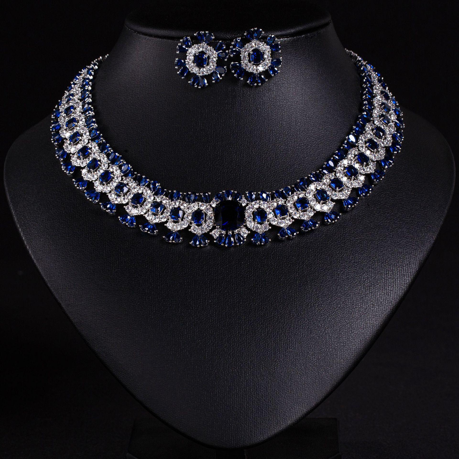 Sparkling Colourful Niche Delicate Flower Jewellery Necklace Earrings 2 Pcs Set Wedding Banquet Prom Bridal Women Dubai M-586 resizable синій
Sparkling Colourful Niche Delicate Flower Jewellery Necklace Earrings 2 Pcs Set Wedding Banquet Prom Bridal Women Dubai M-586 resizable синій